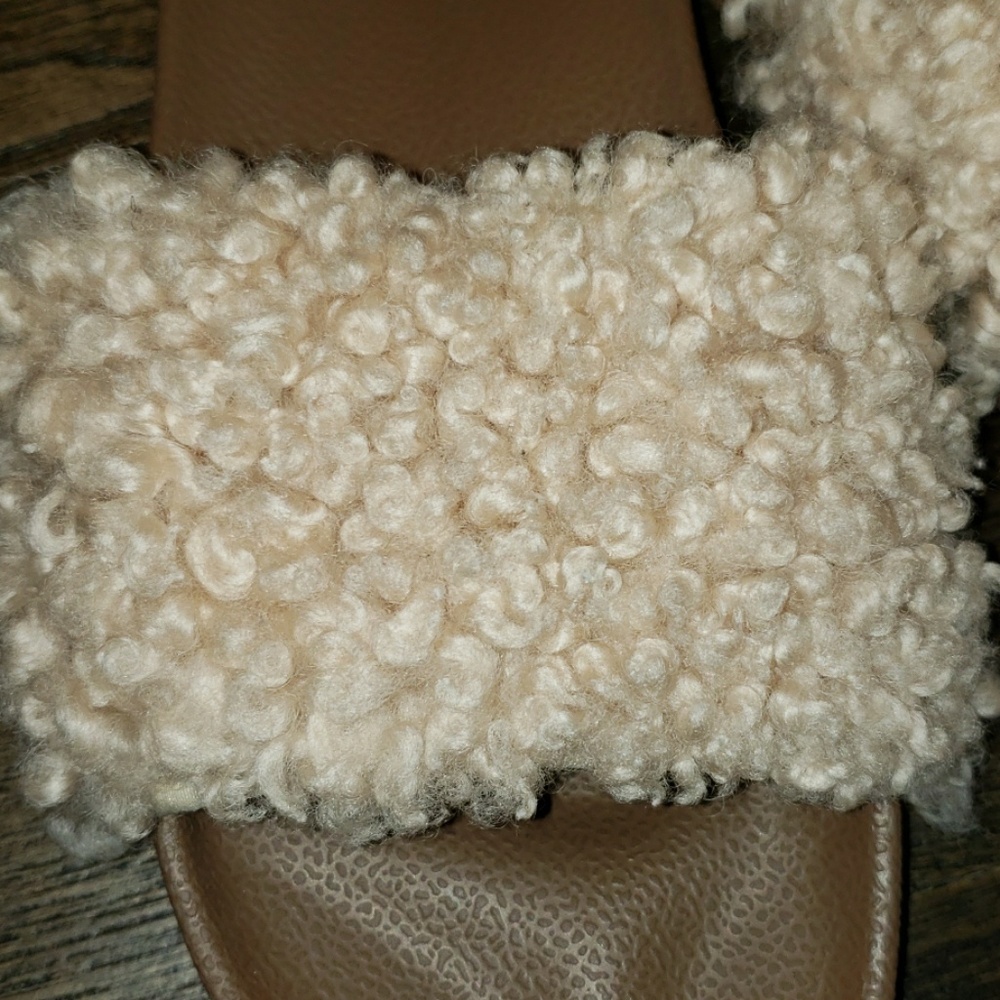 New Ugg Royale Natural Toscana Fur Curly Shearling Slide Slippers Size 8 - Picture 4 of 12